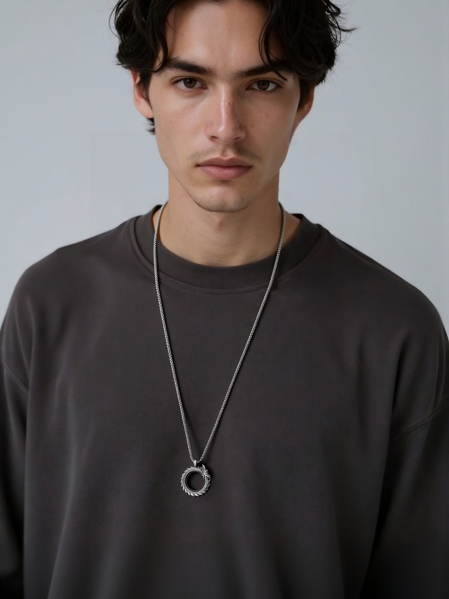 alone-Rebel Serpent Pendant, Punk Rock Men's Metal Necklace-stylishnooks