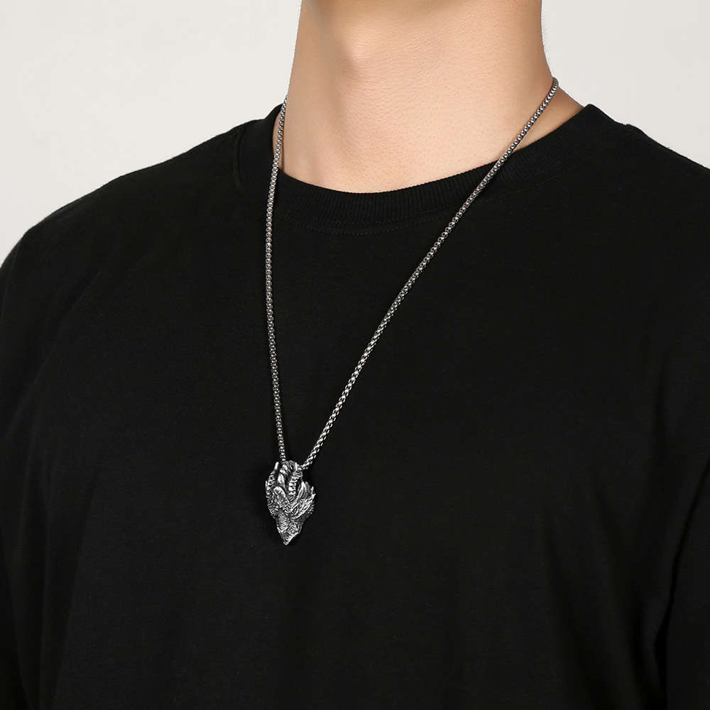 Imperial Dragon Head Pendant Necklace for Men, High-Quality Alloy-stylishnooks