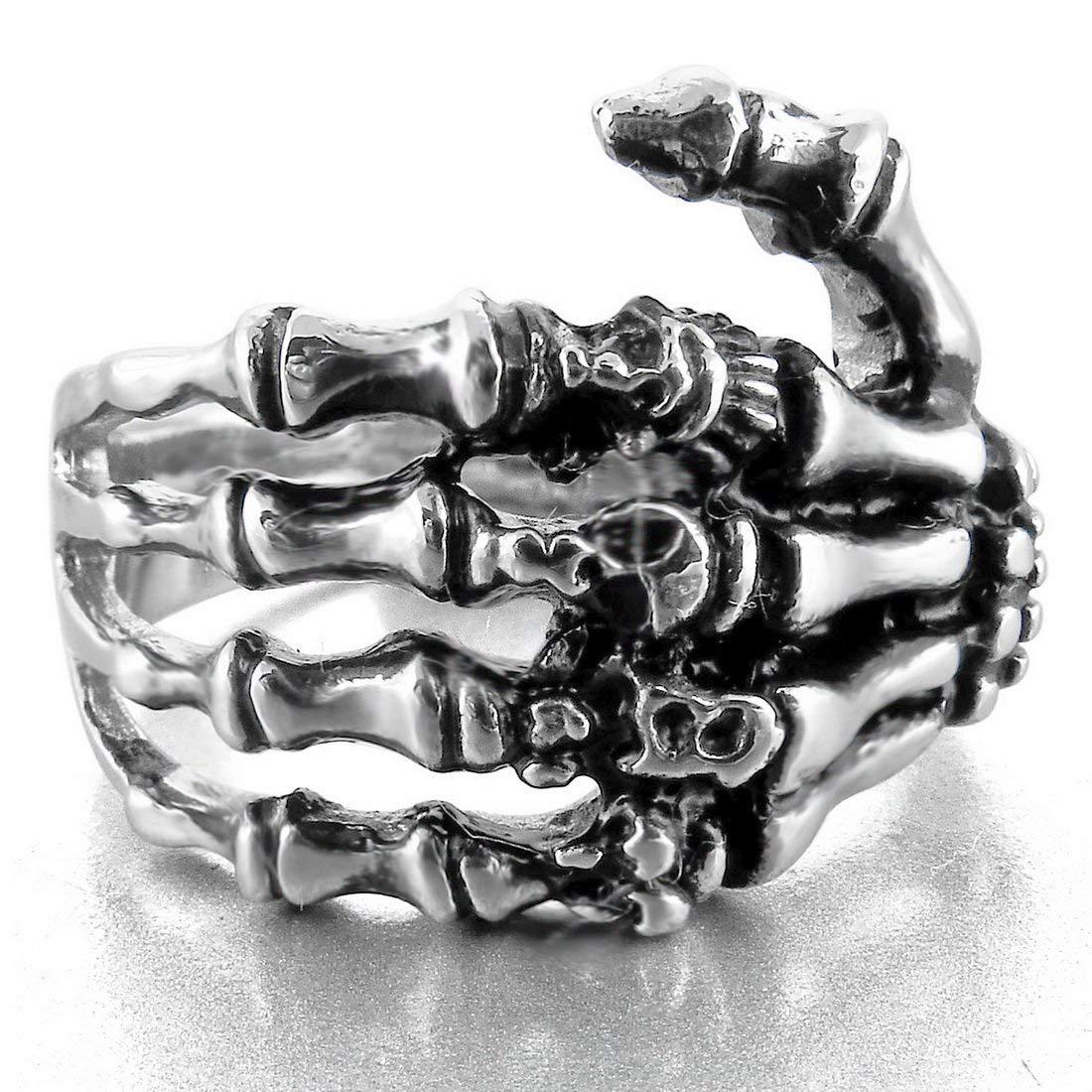 Unisex Skeletal Hand Ring, Gothic Art Titanium Steel Band-stylishnooks