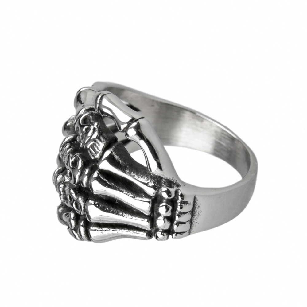 Unisex Skeletal Hand Ring, Gothic Art Titanium Steel Band-stylishnooks