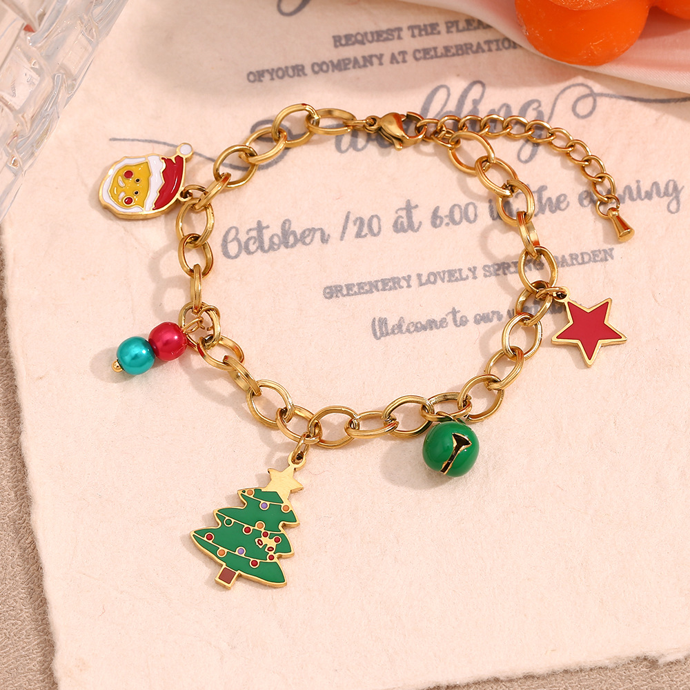 Sparkling Christmas Tree Bell Bracelet | Customizable Gift for Her-stylishnooks