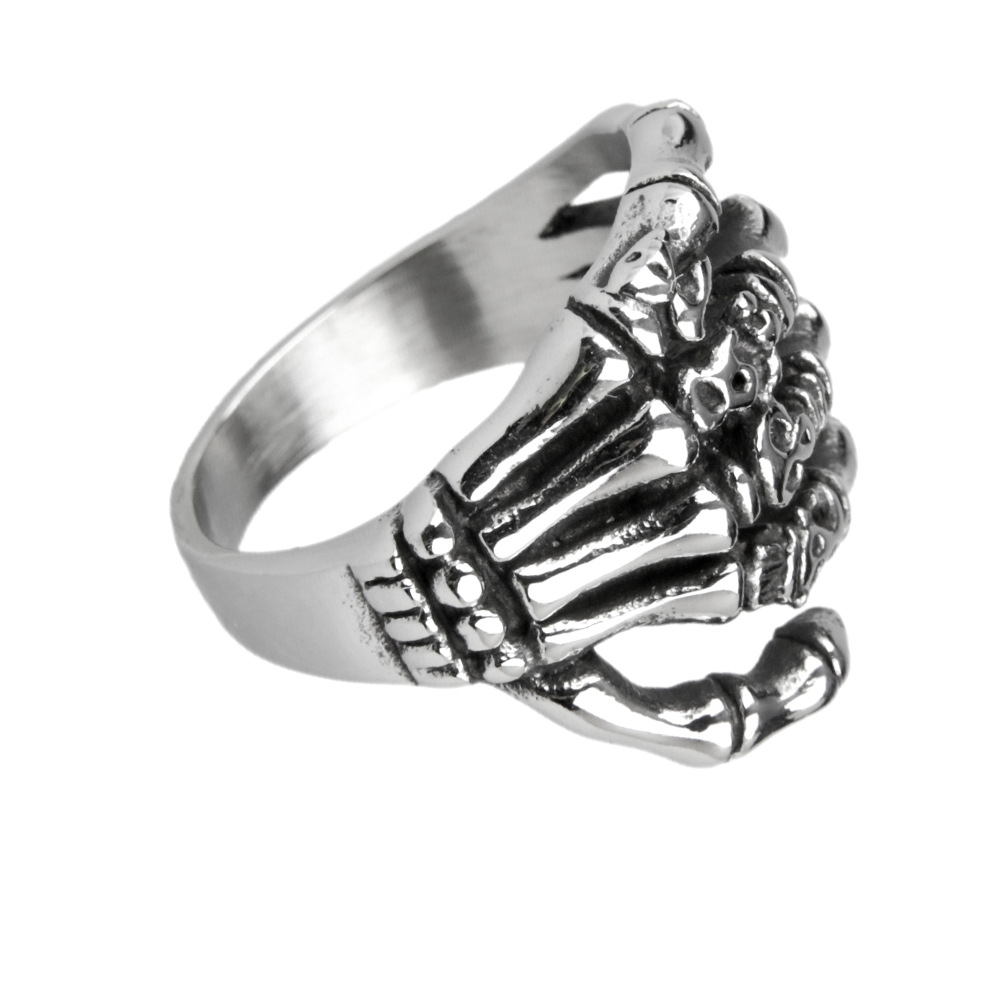 Unisex Skeletal Hand Ring, Gothic Art Titanium Steel Band-stylishnooks