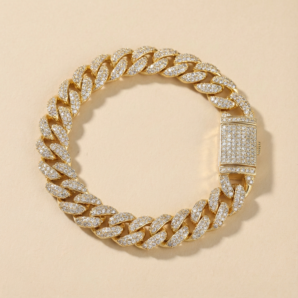 12mm Iced Out Cuban Link Bracelet | Hip-hop Streetwear Mens Accessory | StylishNooks
