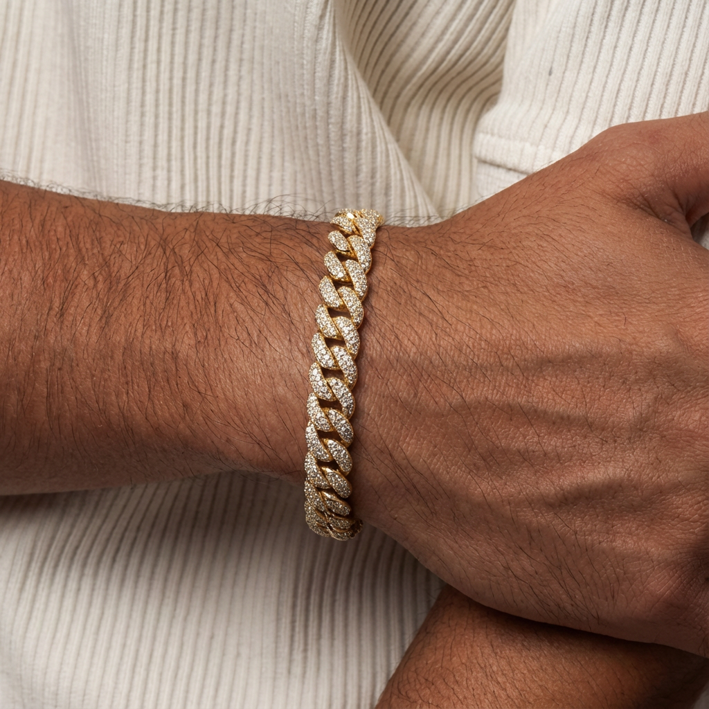 12mm Iced Cuban Link Bracelet - Hip-hop Street Style