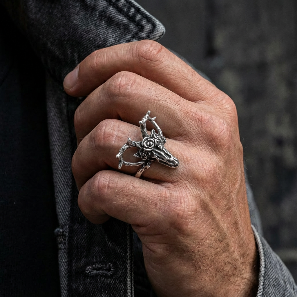 Sheep Skull Statement Ring