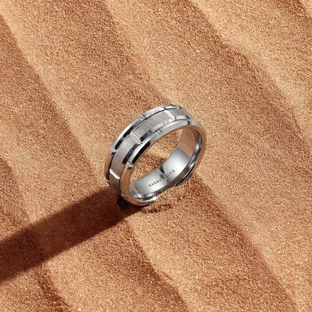 Matte Grooved Tungsten Ring - Men’s Unique Carbide Band