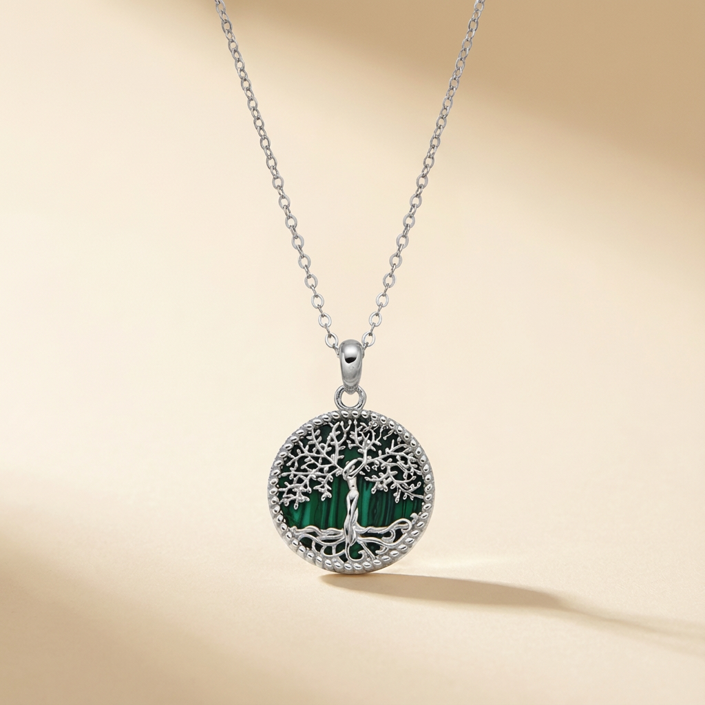 Women's Round Tree of Life 925 Sterling Silver Pendant Necklace