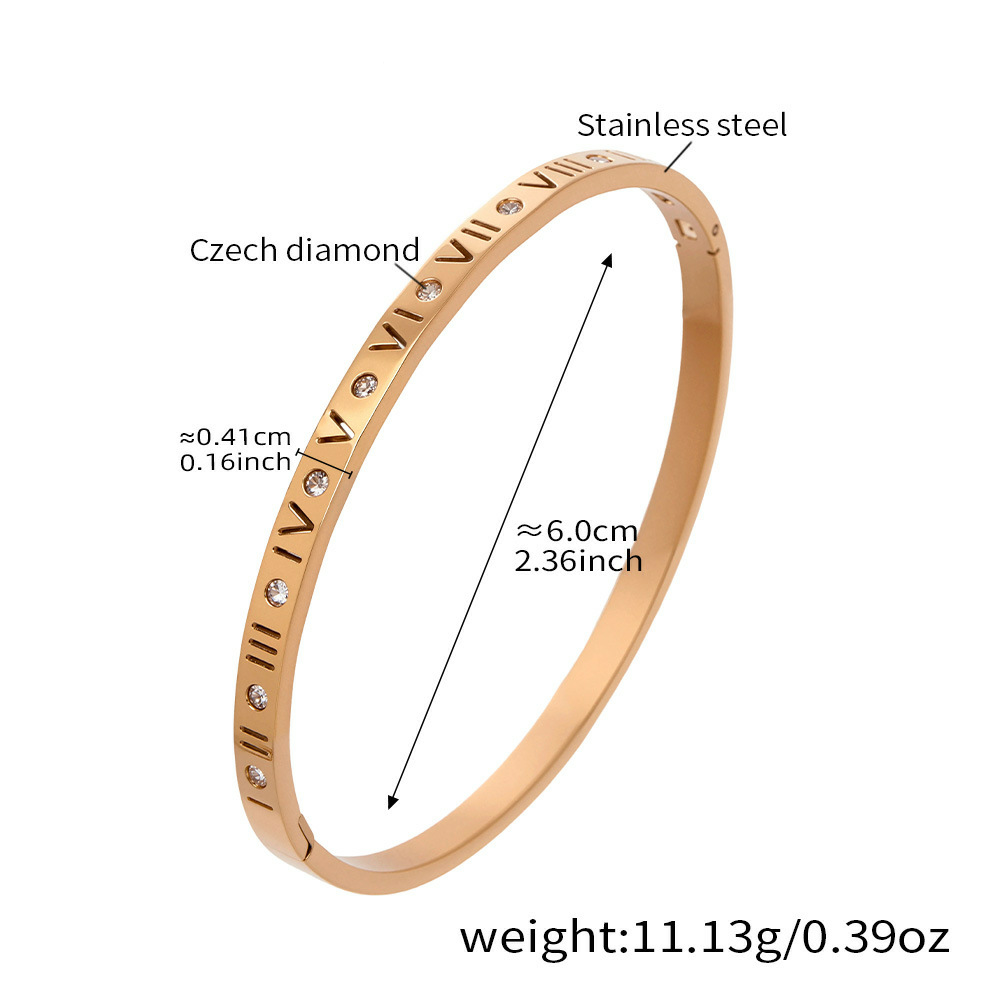18k Gold Plated Roman Numeral Zircon Bracelet Set