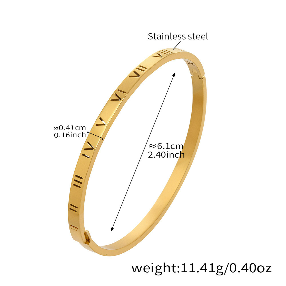 18k Gold Plated Roman Numeral Zircon Bracelet | Women’s Bangle Set | StylishNooks