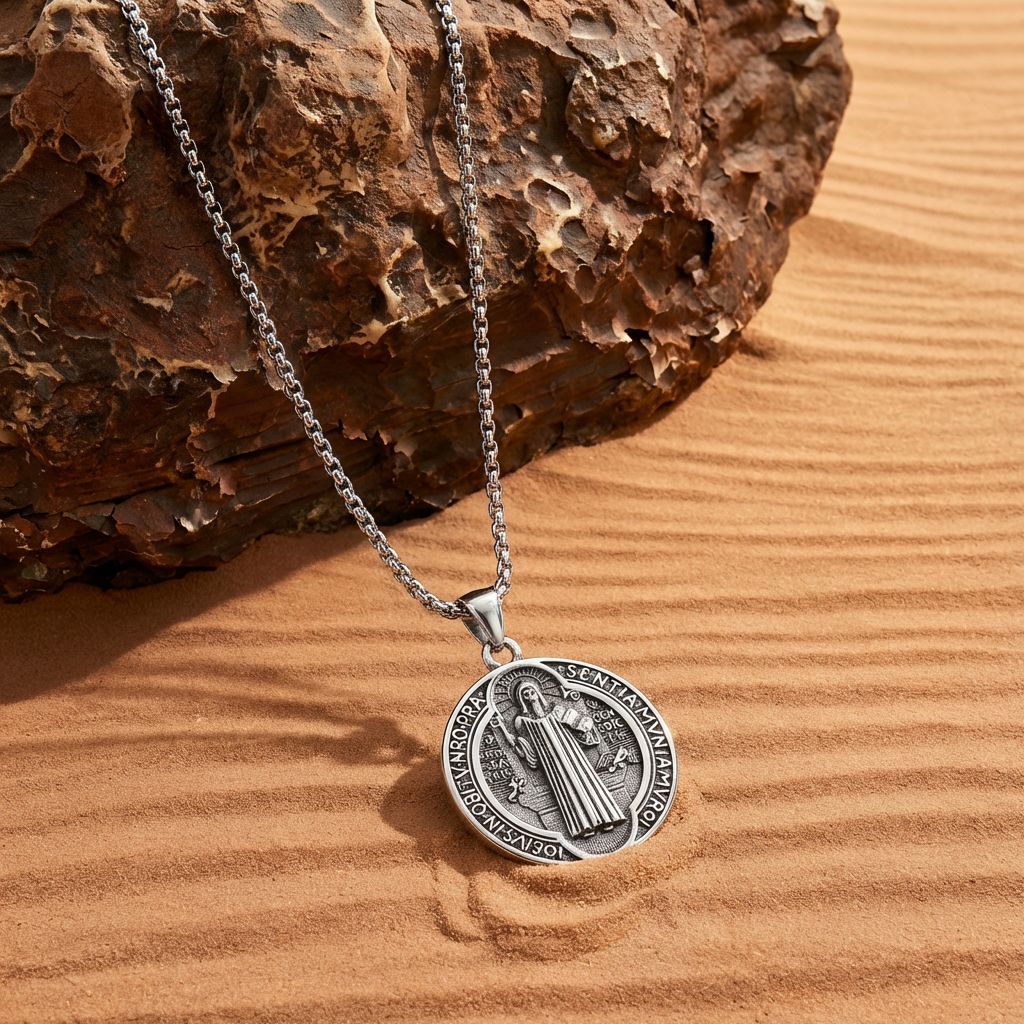 Double-Sided Exorcist Pendant Necklace, Sacred Alloy Talisman for Spiritual Protection