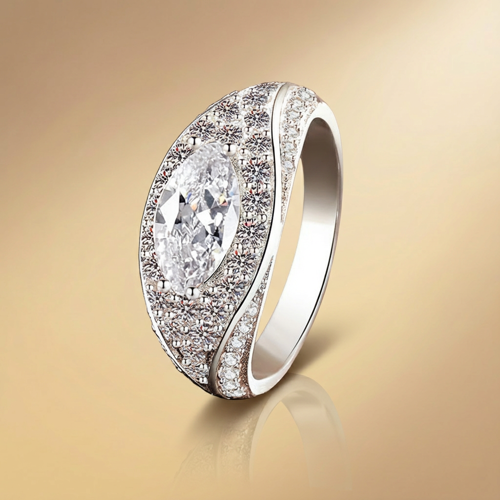 Mystic Eye\S925 Silver Moissanite Marquise Ring