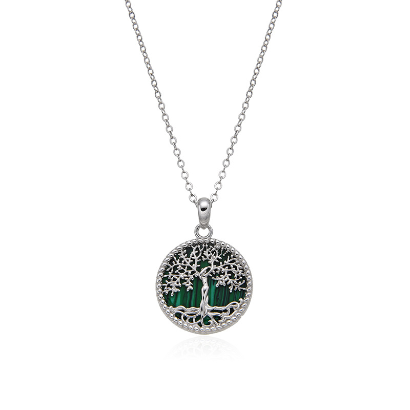 Women's Round Tree of Life 925 Sterling Silver Pendant Necklace-stylishnooks