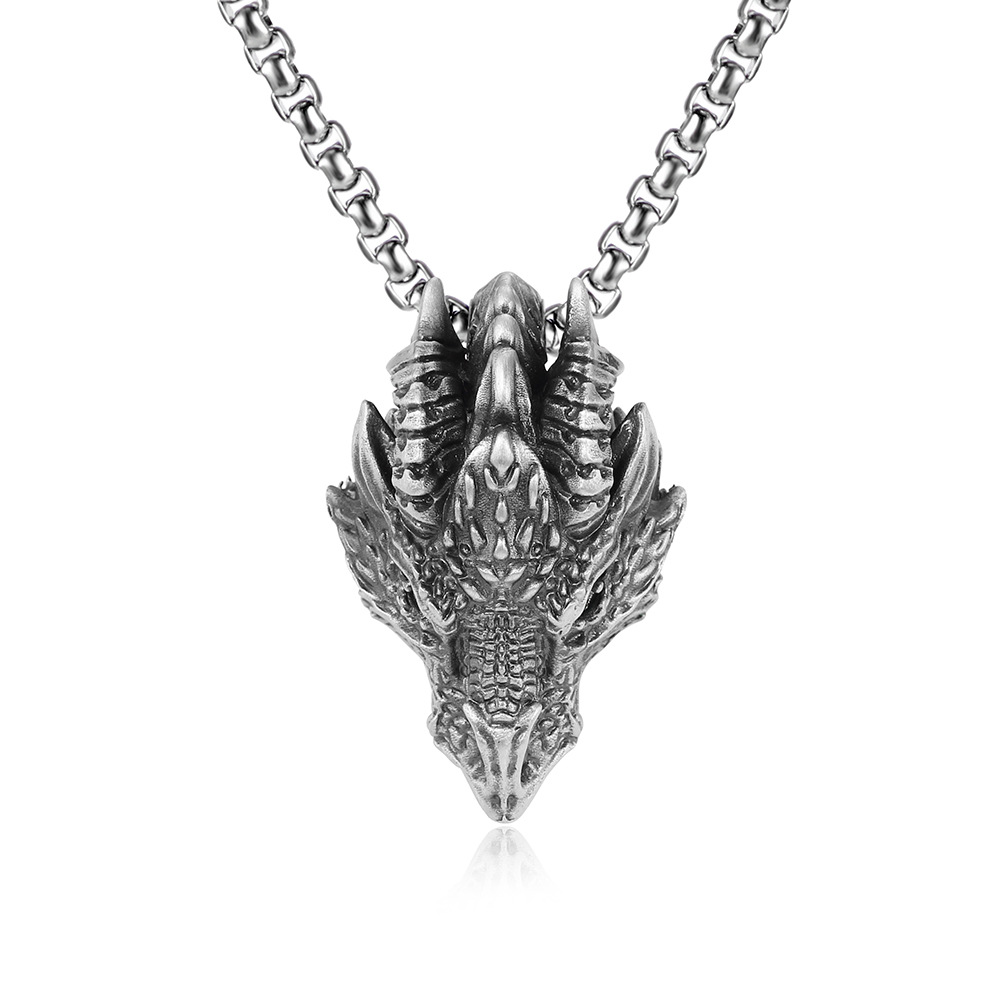 Imperial Dragon Head Pendant Necklace for Men, High-Quality Alloy-stylishnooks