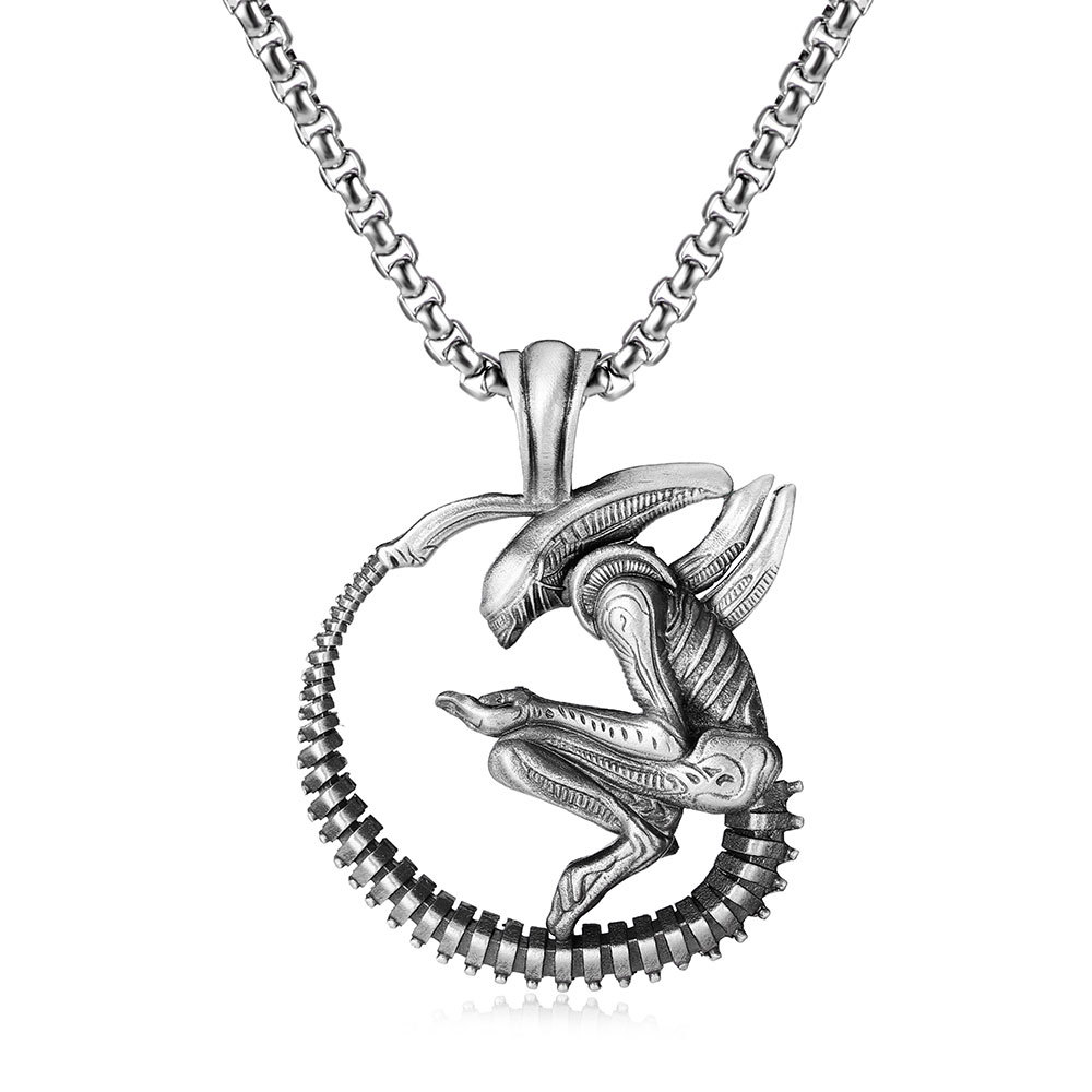 Alien Movie Xenomorph Pendant, Cyberpunk Gothic Statement Necklace-stylishnooks
