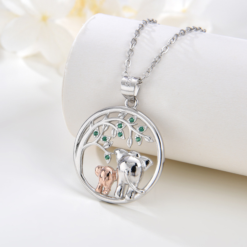 Women's Eternal Bond Elephant Necklace, A Tender Moment Under the Tree life-925-stylishnooks