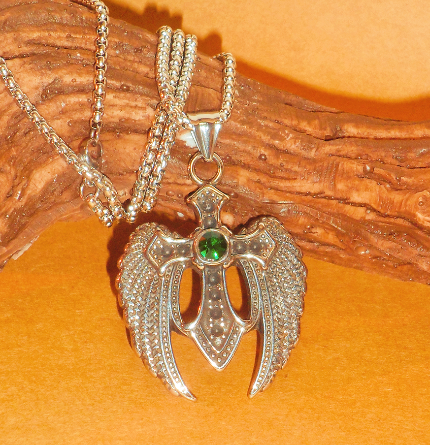 Viking Wings Cross Pendant-stylishnooks