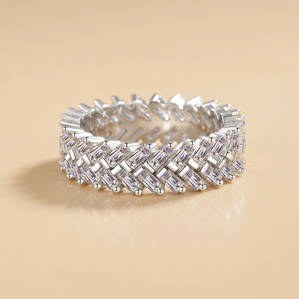 Princess Cut Moissanite Eternity Band 