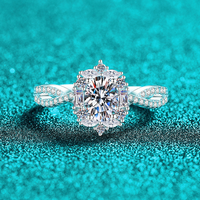 S925 Silver Marquise Moissanite Ring - Elegant Luxury