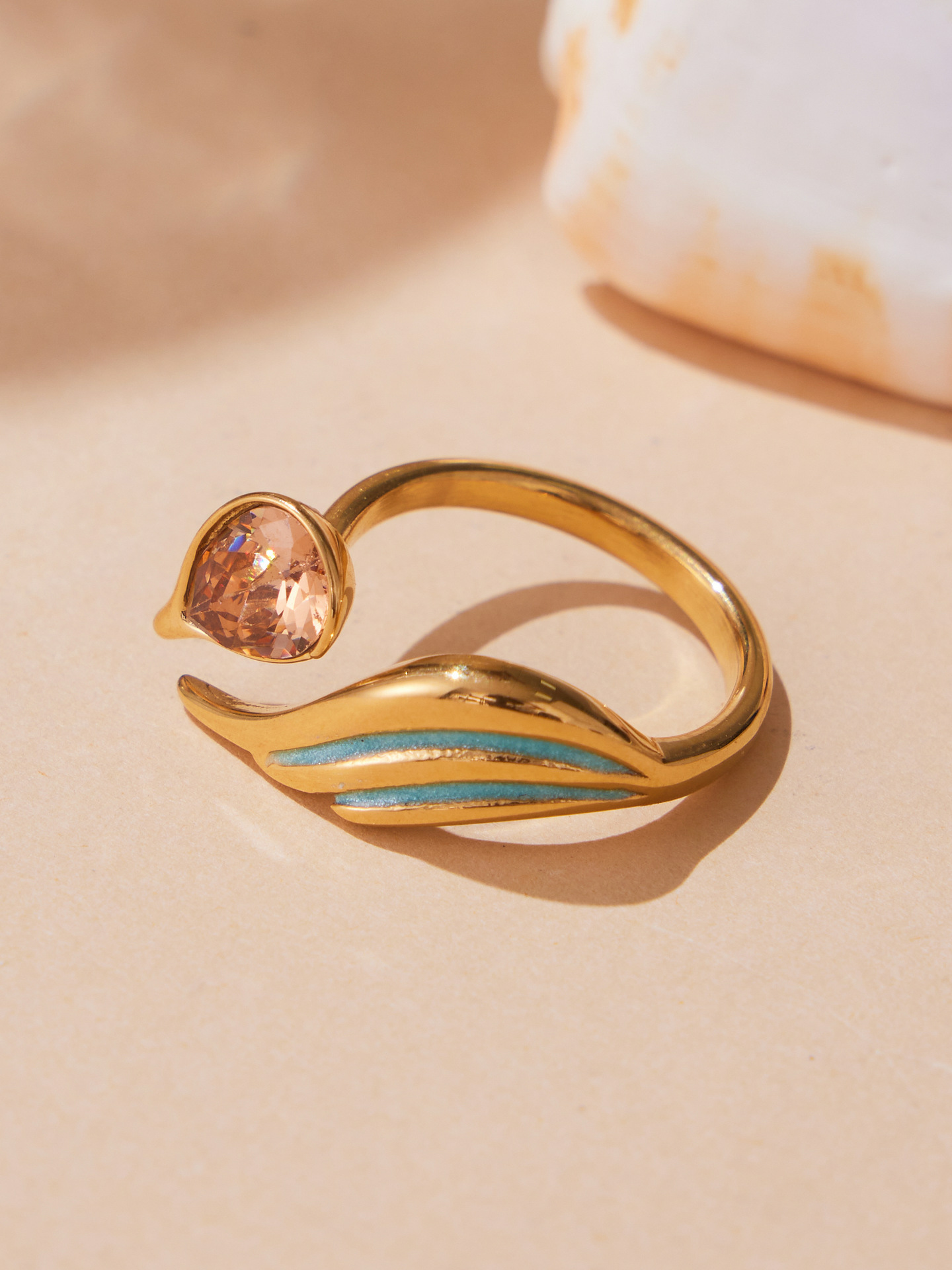The Geometric Teardrop Adjustable Ring