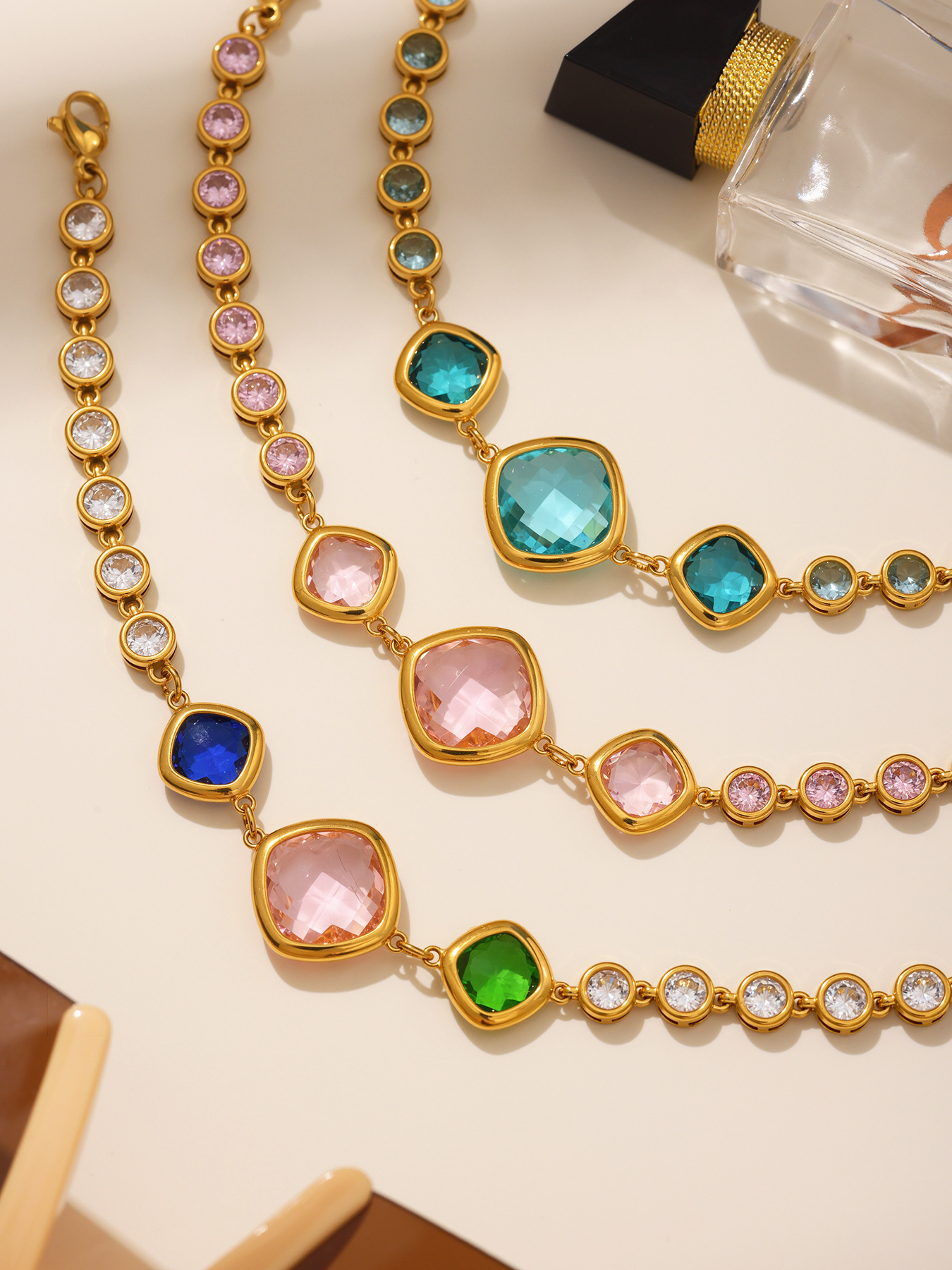 Translucent Czech Glass Bracelet - Non-Tarnish Party Jewelry