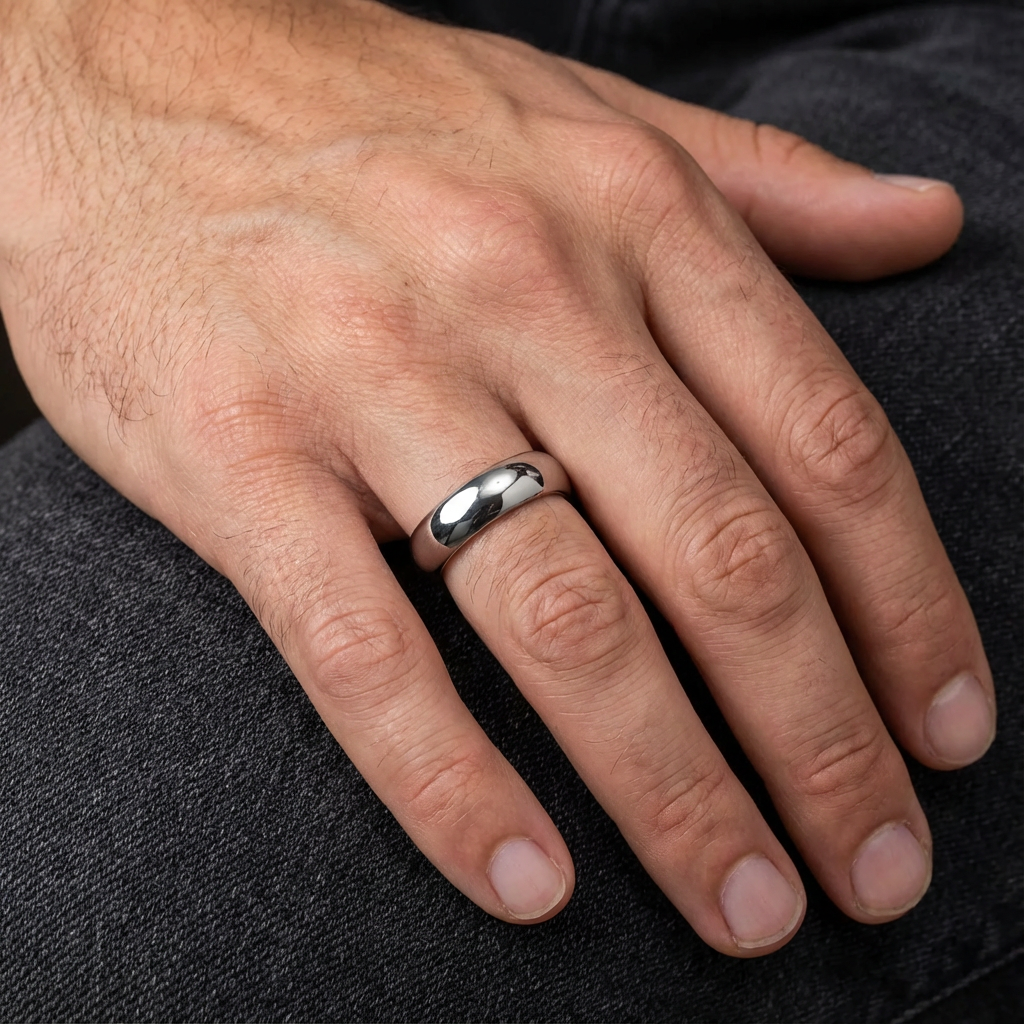 Comfort Fit Domed Tungsten Ring - Men’s Minimalist Band