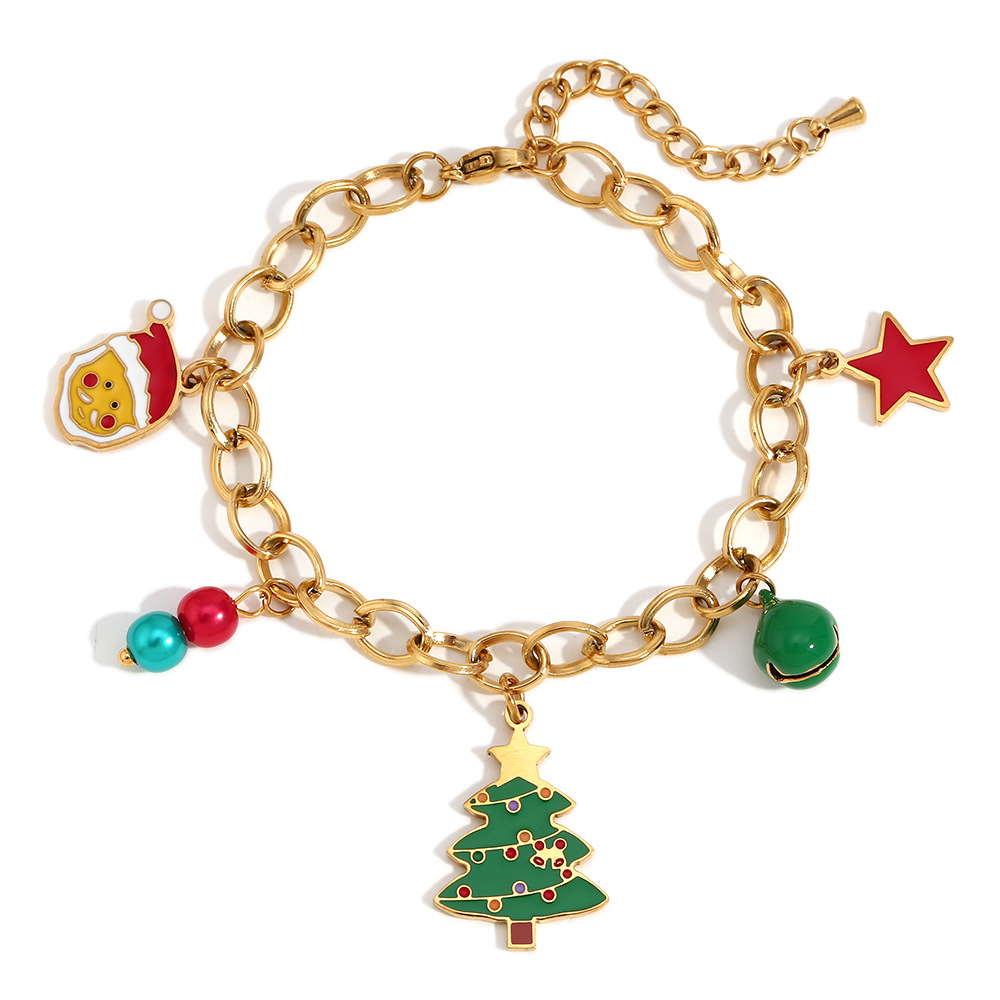 Sparkling Christmas Tree Bell Bracelet | Customizable Gift for Her-stylishnooks