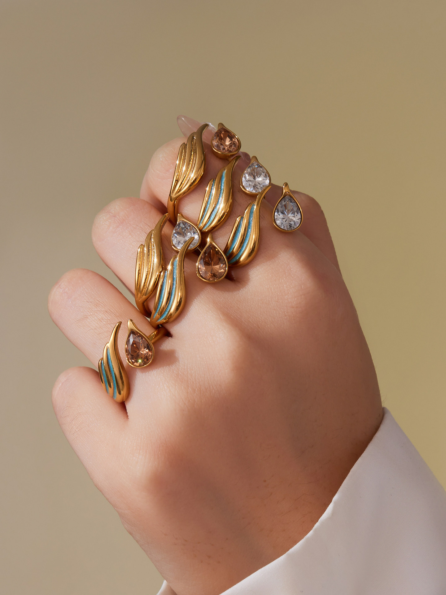 The Geometric Teardrop Adjustable Ring