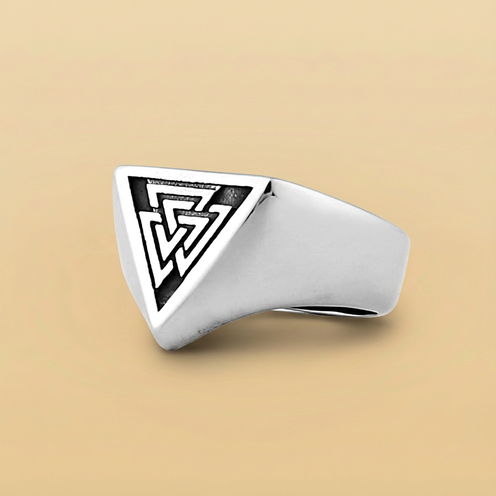 Rune Warrior Ring, Punk Viking Stainless Steel Band