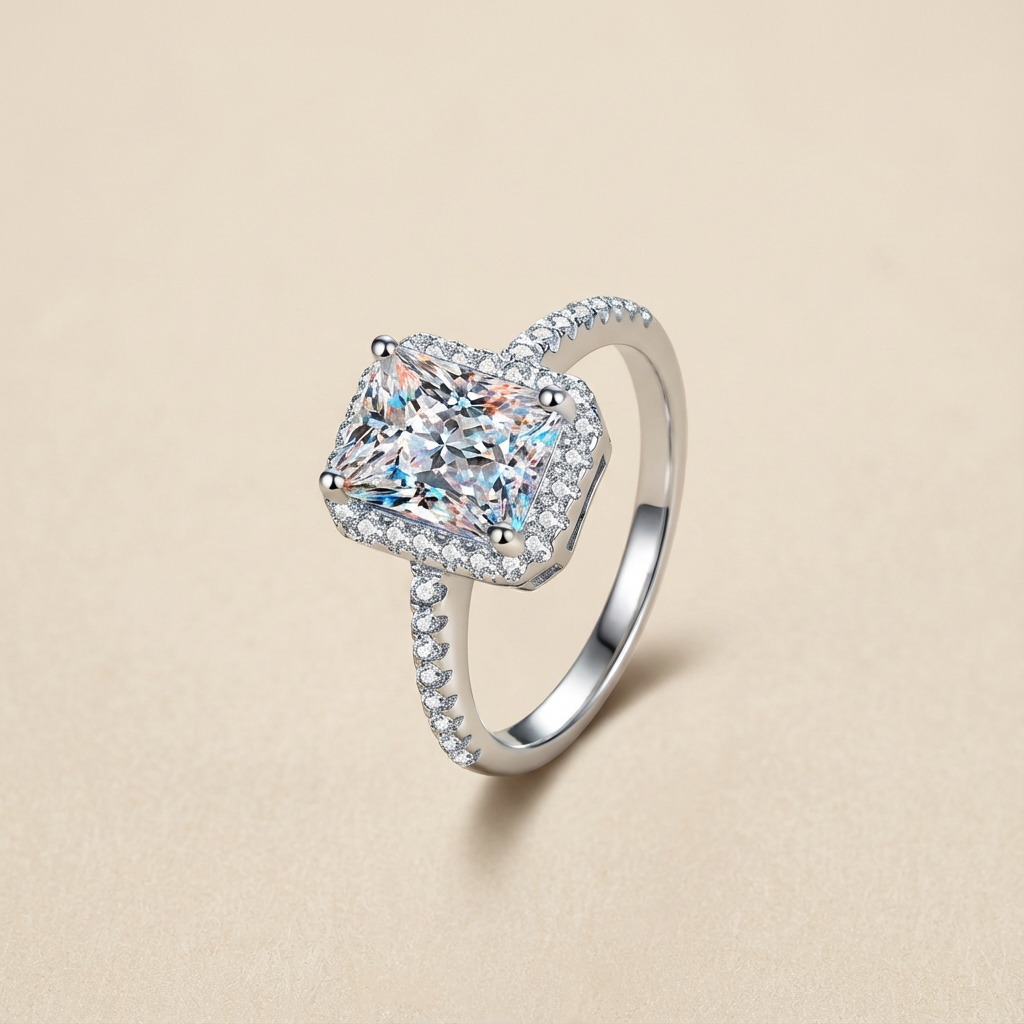 Prism in Your Palm: Fancy Cut Moissanite Ring