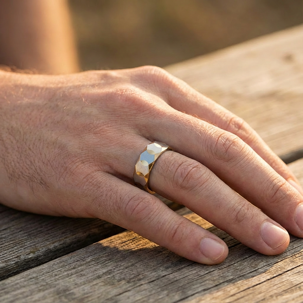 8mm Wave Textured Tungsten Ring - Two-Tone Men’s Band