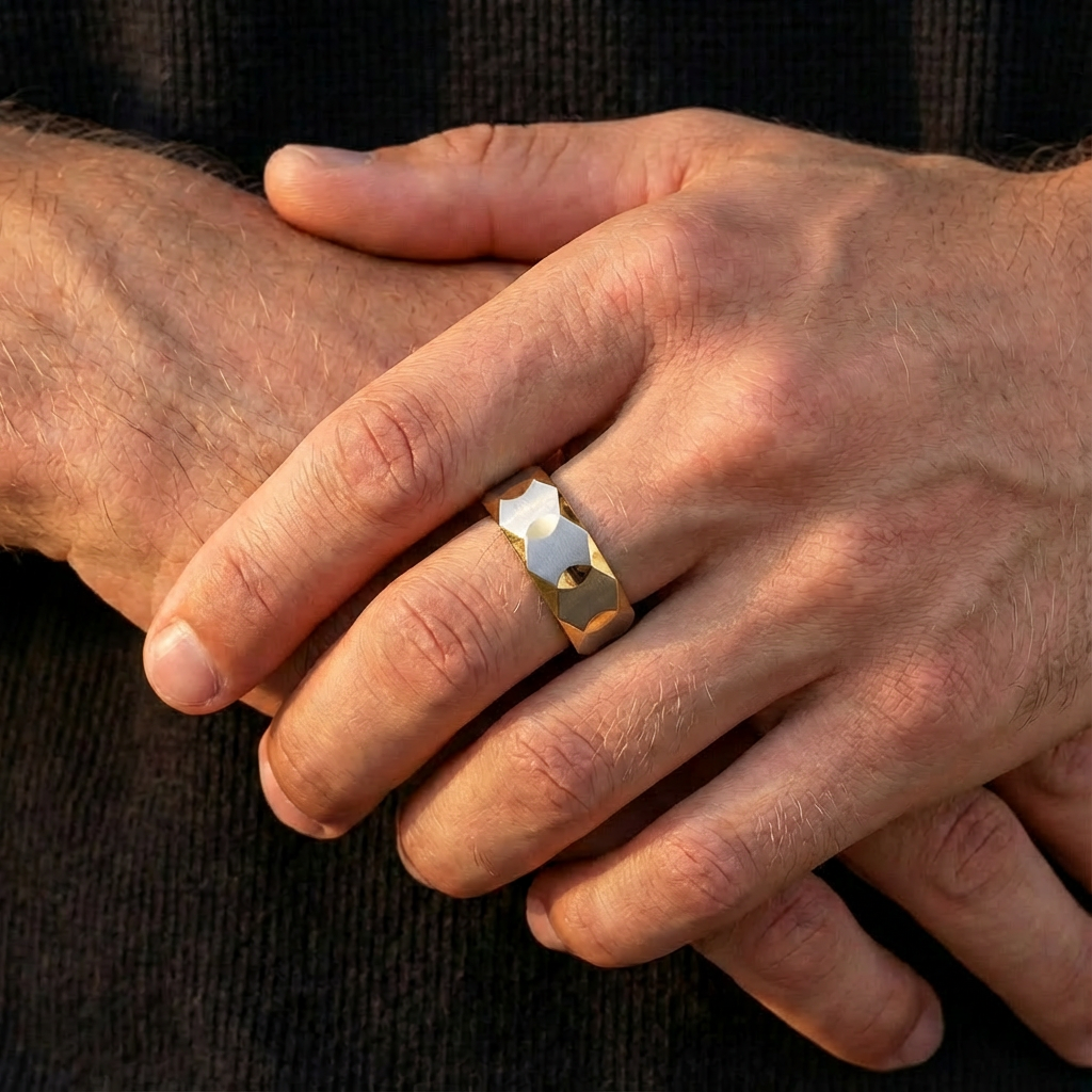 8mm Wave Textured Tungsten Ring - Two-Tone Men’s Band