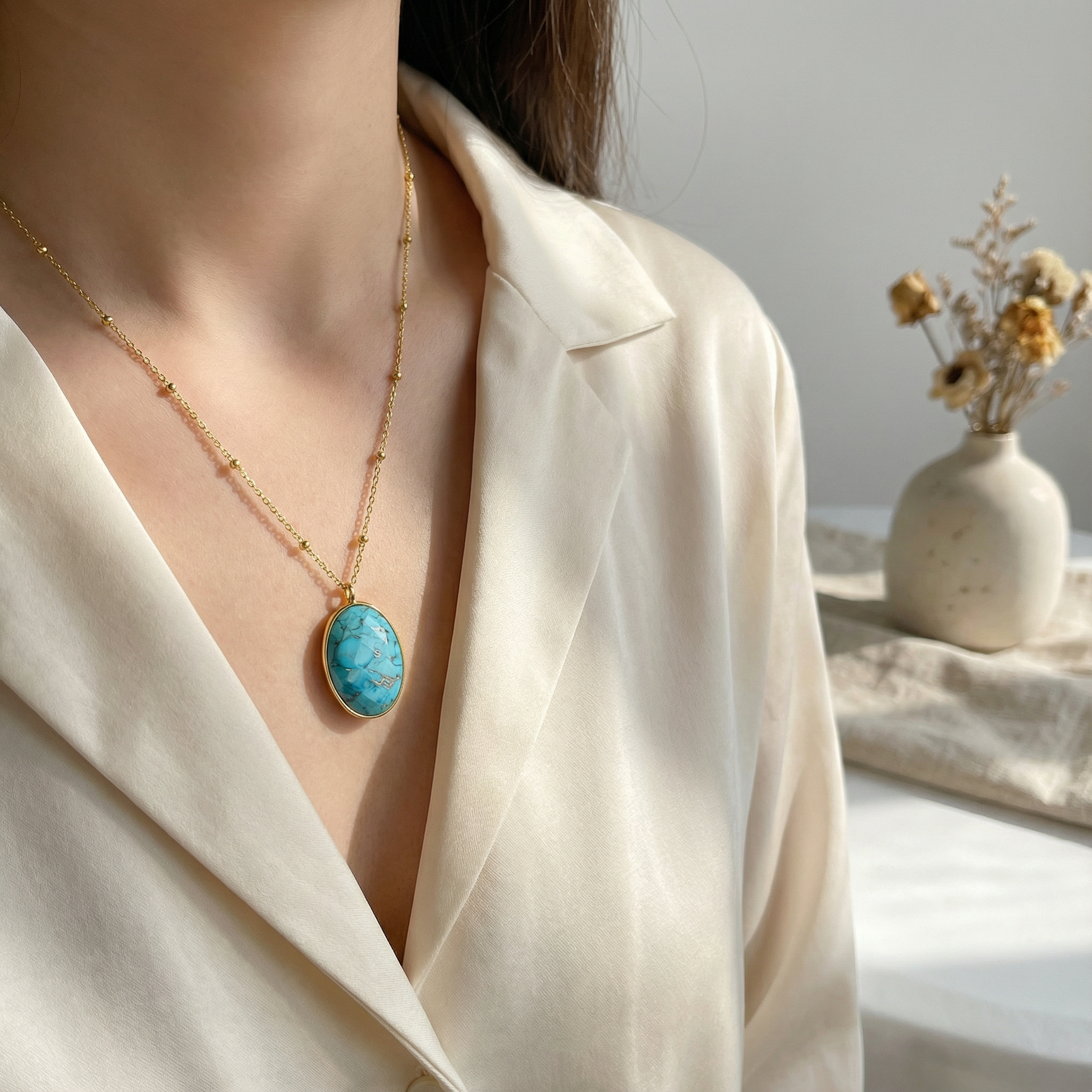 Clavicle Chain Gemstone Necklace  Women's Jewelry