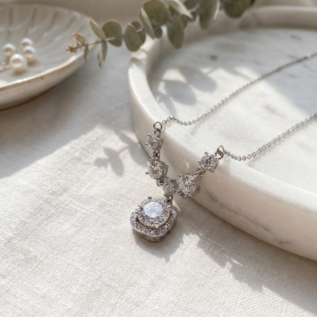 Sterling Silver Moissanite Necklace for Women