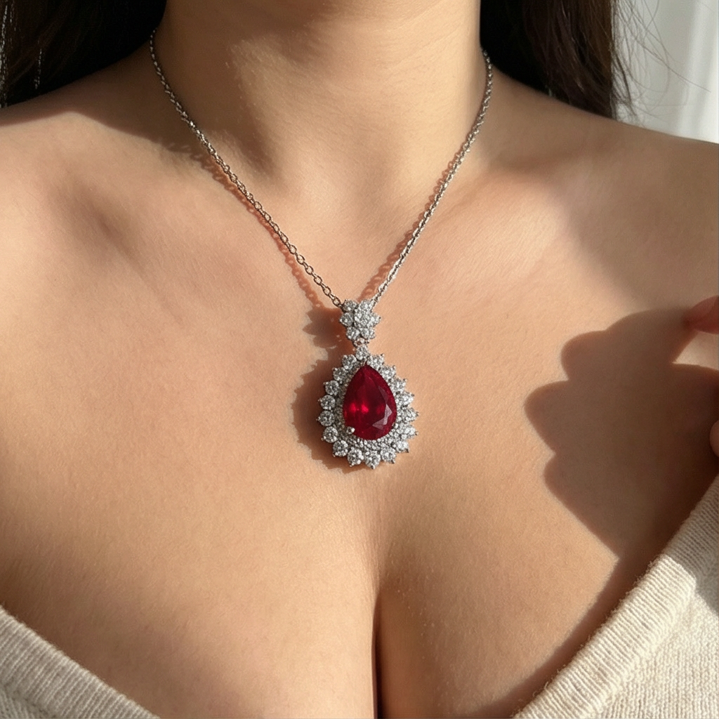 Pigeon Blood Red Teardrop Pigeon Pendant