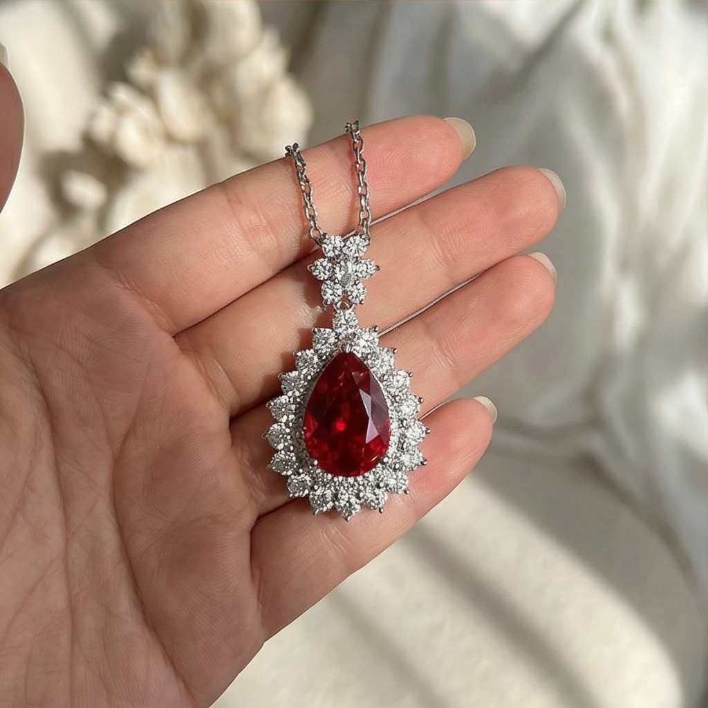 Pigeon Blood Red Teardrop Pigeon Pendant