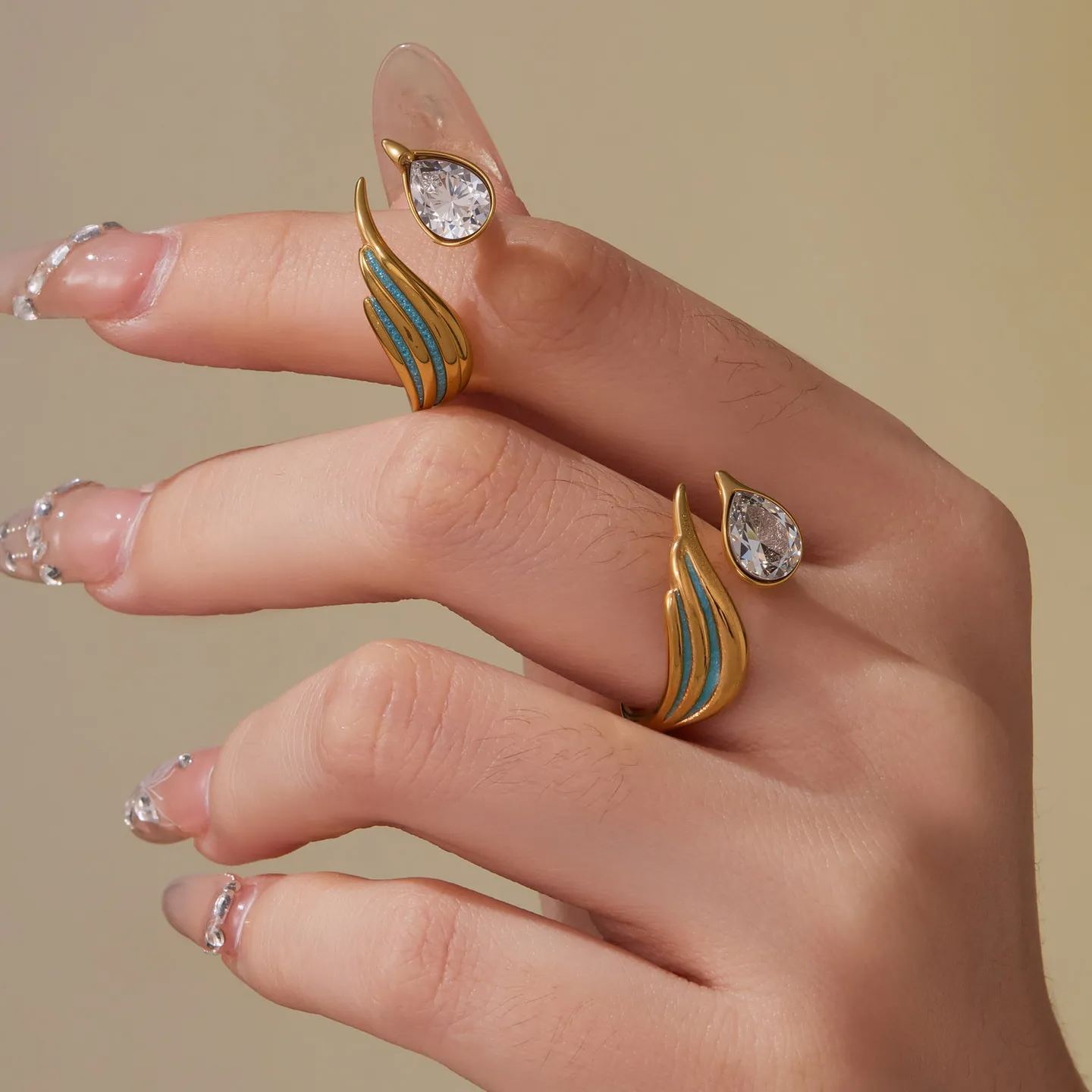 The Geometric Teardrop Adjustable Ring