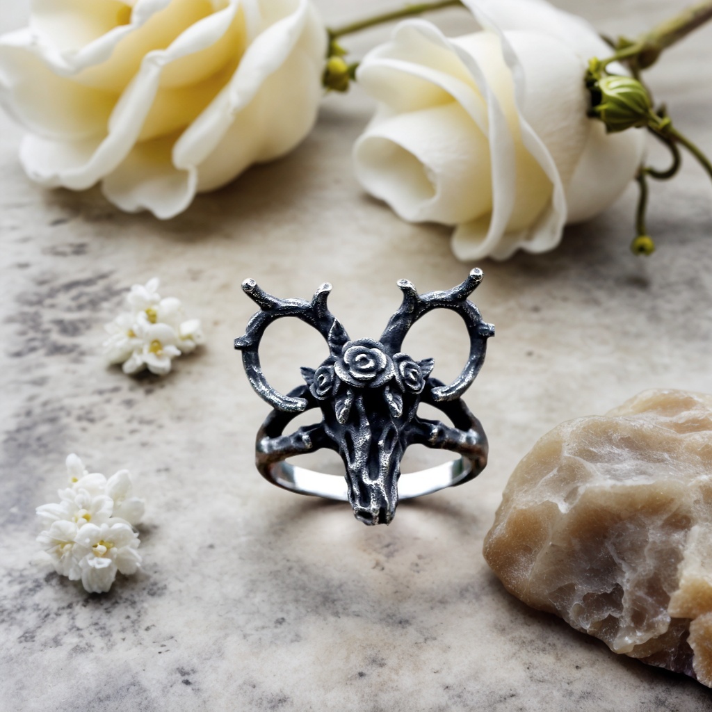 Sheep Skull Statement Ring-stylishnooks