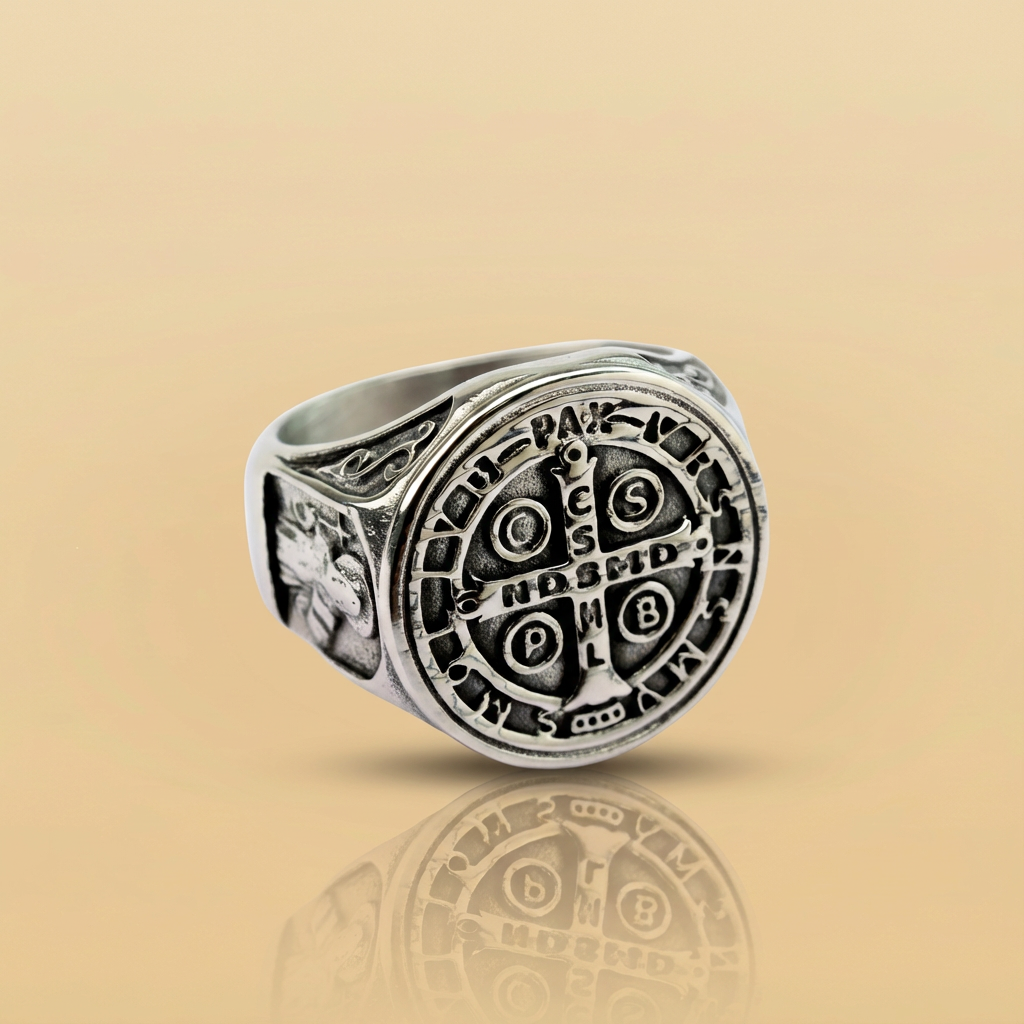 Antique Cross Ring for Men, Titanium Steel Protection Band