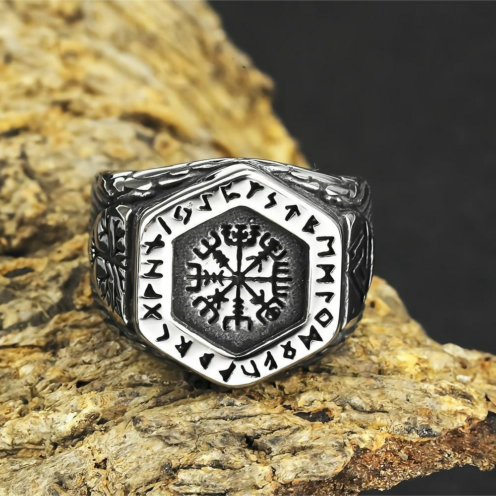 Viking Navigator Compass Ring-stylishnooks