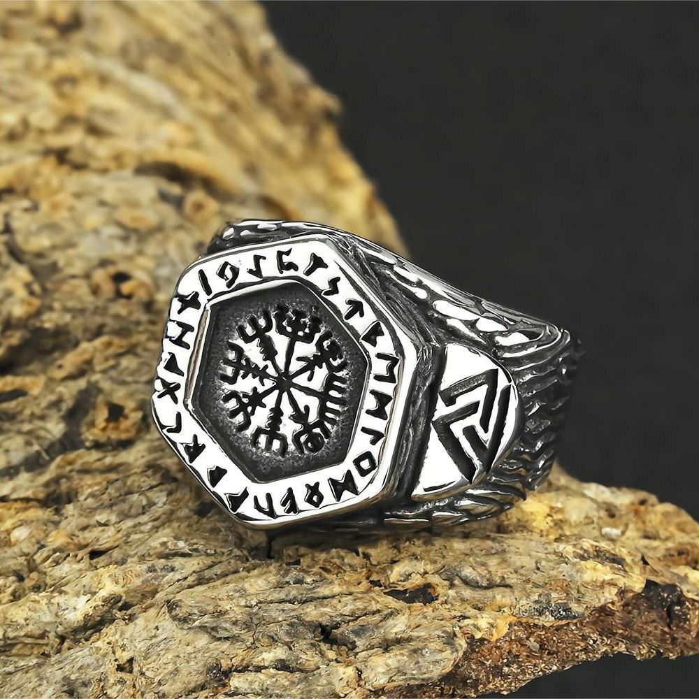 Viking Navigator Compass Ring-stylishnooks