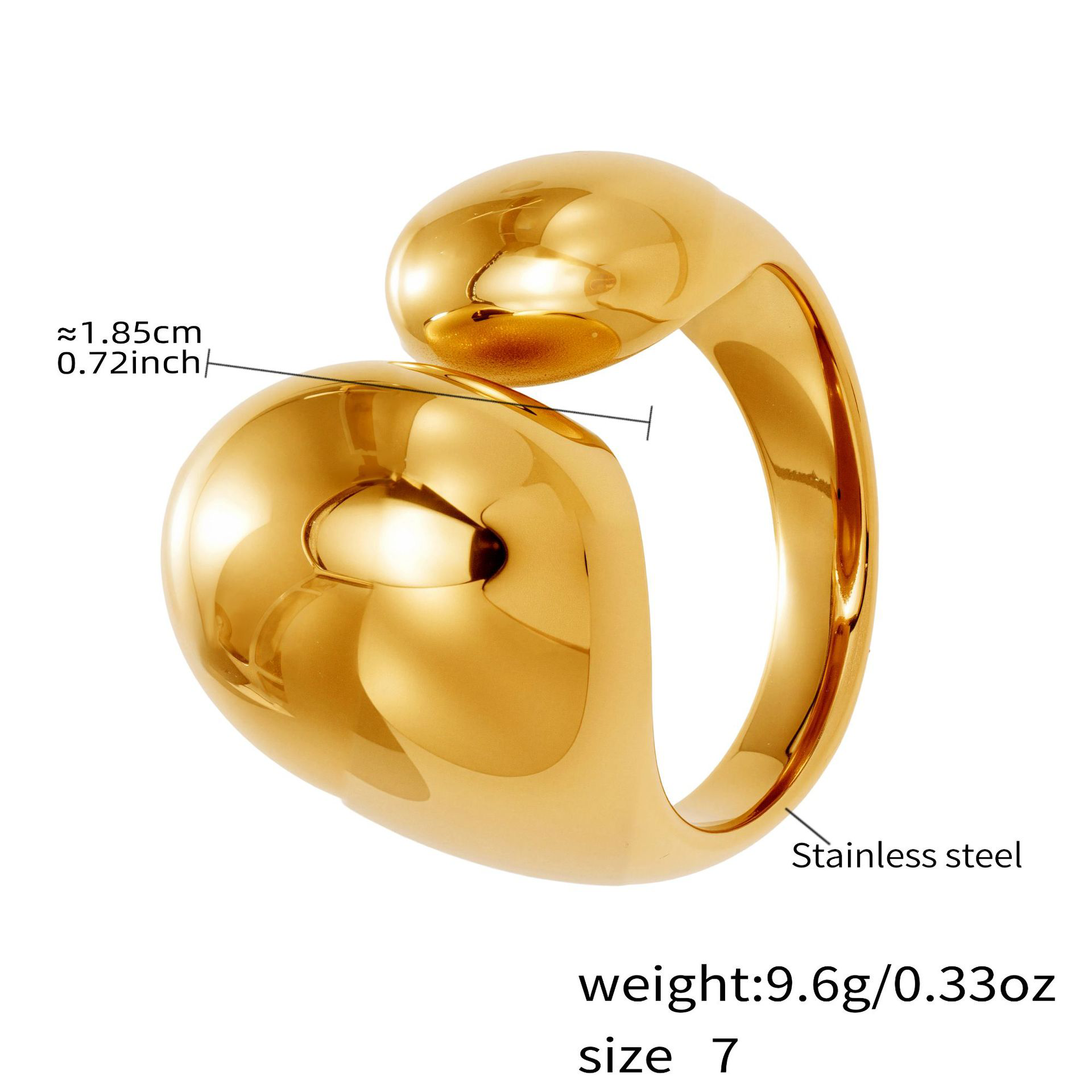 French Double Teardrop Adjustable Ring | 18K Gold Plated No Tarnish Cuff | Minimalist Everyday Jewelry