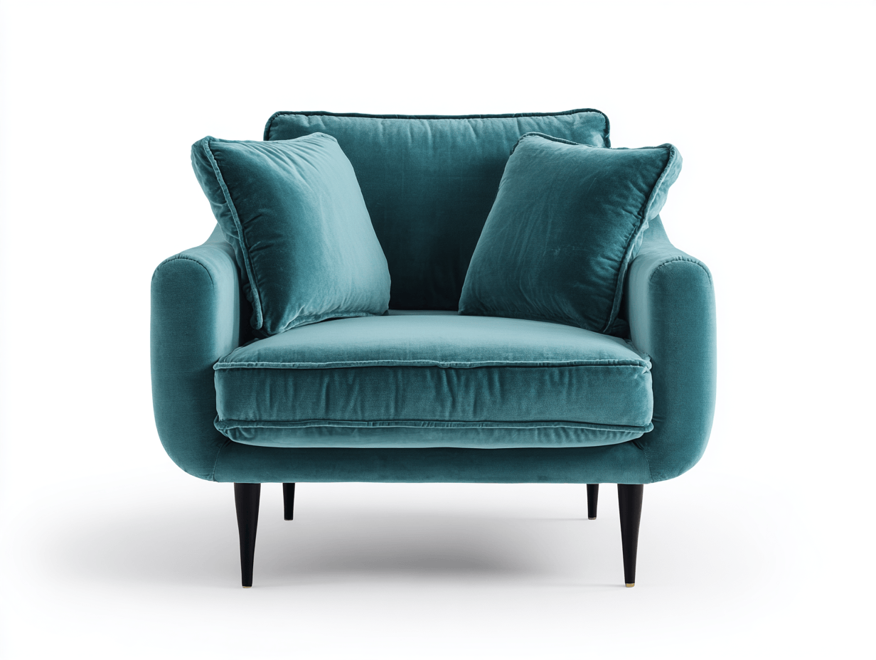 Fauteuil en velours avec coussins 90×92×95 cm – bleu – style moderne-Nicheena