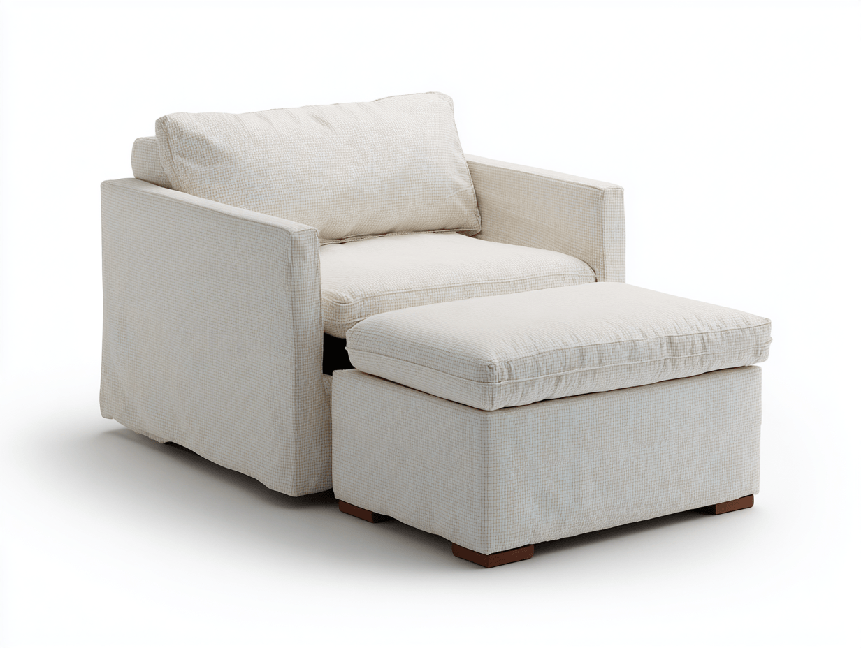 Fauteuil en tissu avec repose-pieds 94×89×96 cm – beige – style moderne avec housse amovible-Nicheena