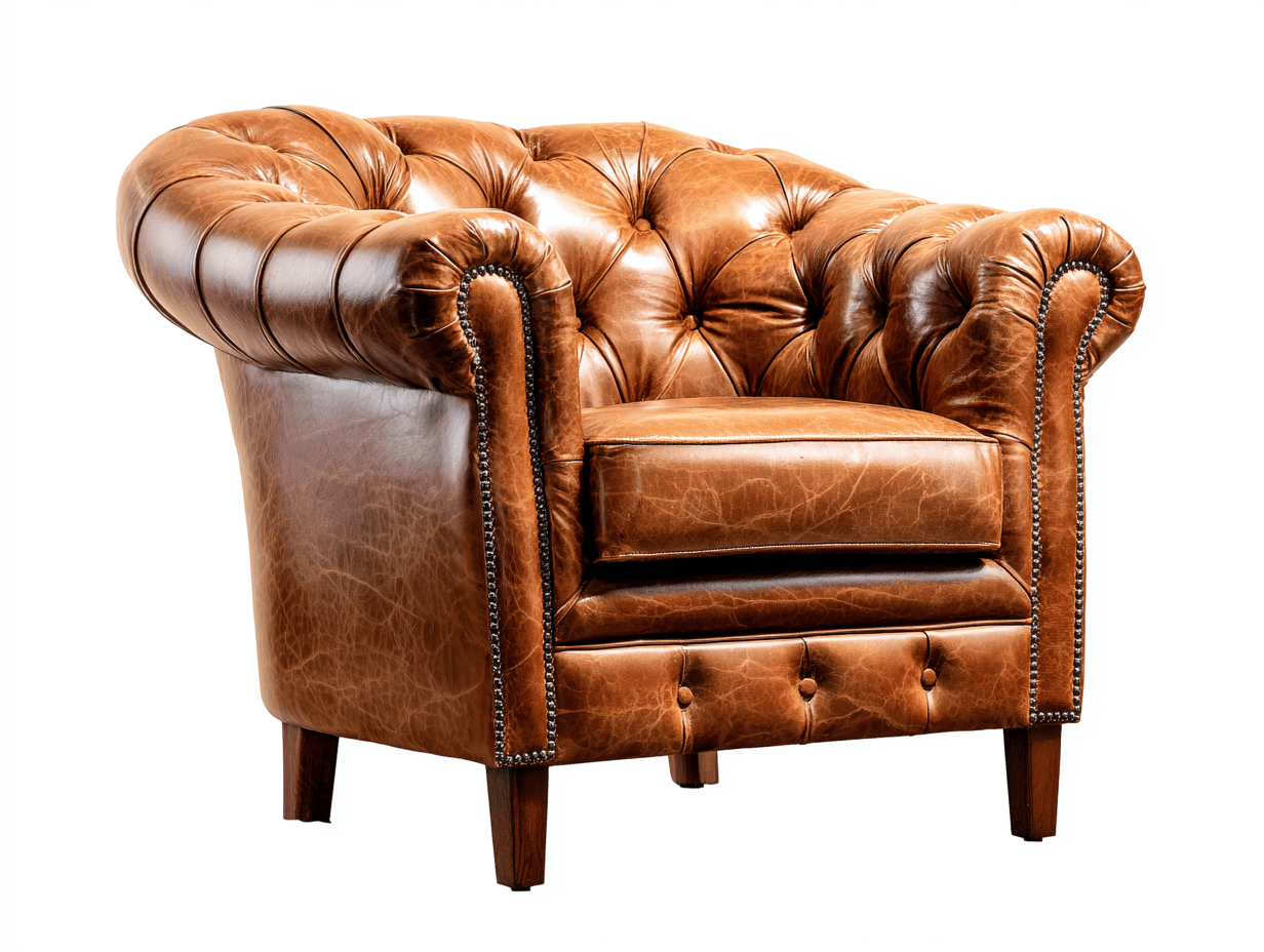 Fauteuil en similicuir capitonné 93×90×89 cm – marron clair – style Chesterfield-Nicheena
