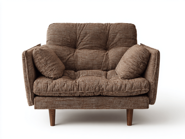 Fauteuil en tissu brun 120×85 cm – design capitonné avec coussins décoratifs-Nicheena