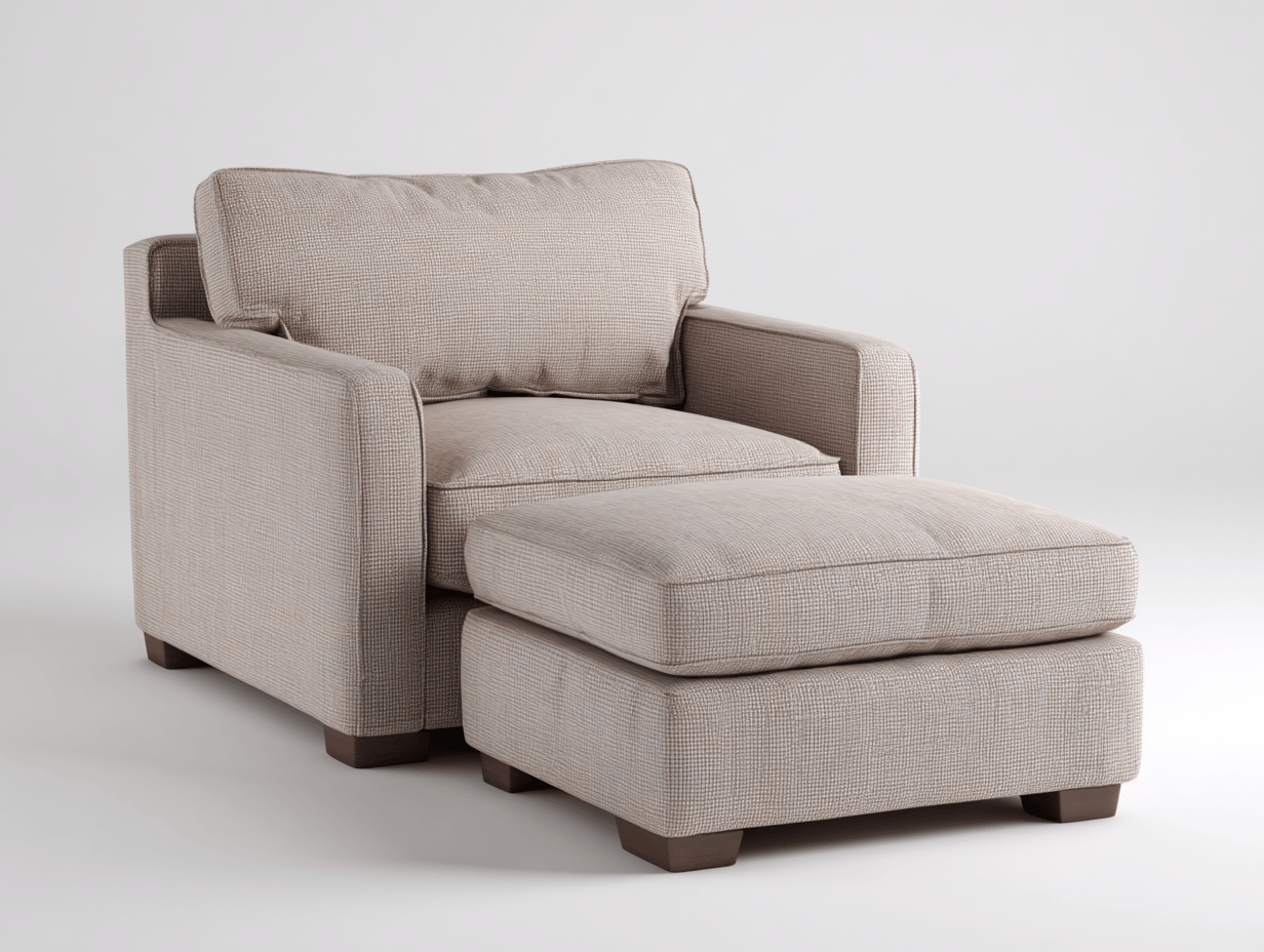 Fauteuil en tissu avec repose-pieds 95×90×96 cm – beige – style contemporain confortable-Nicheena