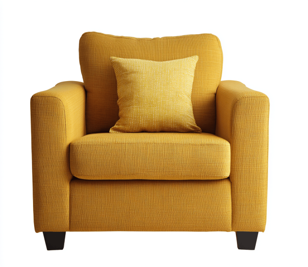 Fauteuil en tissu 89×85×93 cm – jaune – style moderne avec coussin décoratif-Nicheena