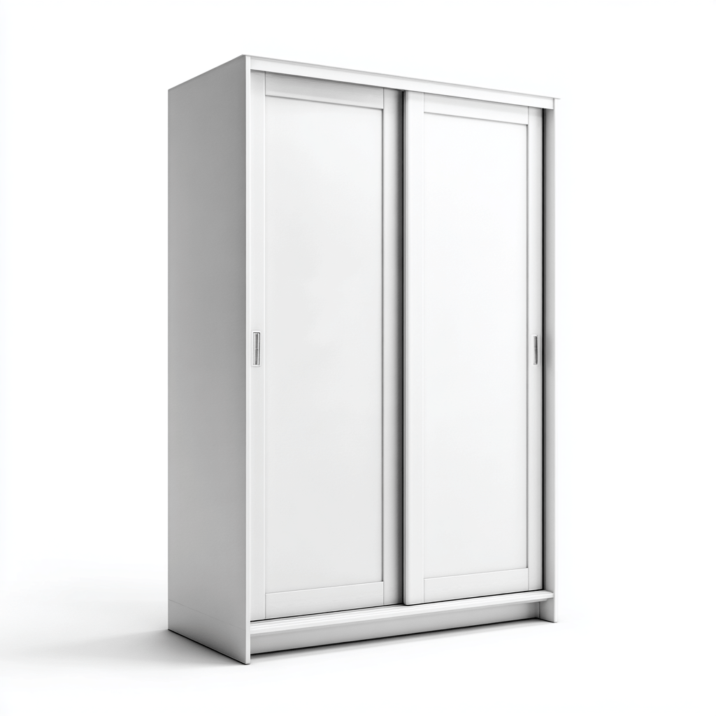 Armoire bois 120×200 cm – blanc – 2 portes coulissantes-Nicheena