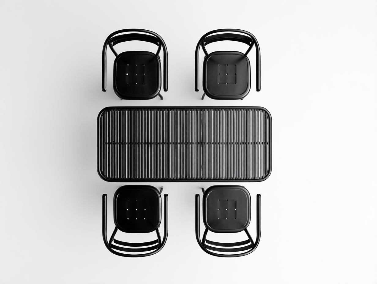 Ensemble de table de jardin rectangulaire en métal avec 4 chaises – noire – style moderne pour extérieur terrasse-Nicheena