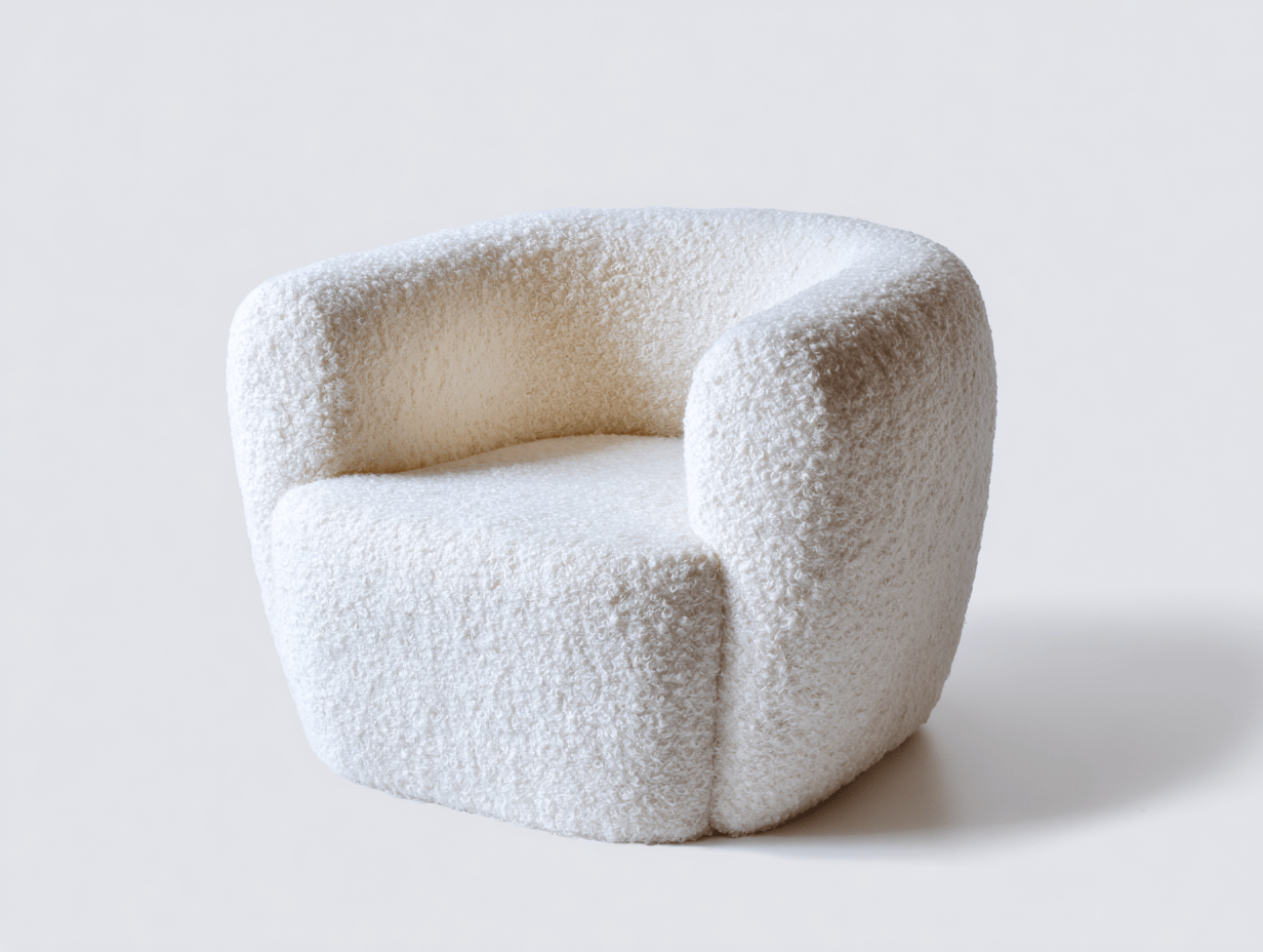 Fauteuil en tissu bouclé 82×80×72 cm – blanc – style moderne-Nicheena